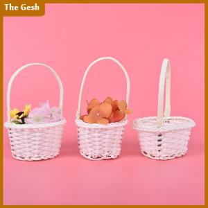 [The Gesh] ตะกร้าผ้าทอพลาสติกขนาดเล็ก1ชิ้นกระเป๋าปิคนิคสำหรับใส่ชาหวาย