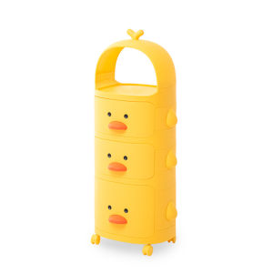 F918 Yellow Duck Multilayer Storage Shelf Rack w Wheels Snacks/ Children Locker Storage Box Cabinet w Drawers Trolley