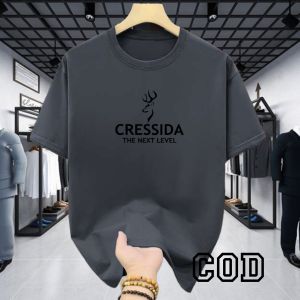 Kaos Tebal Distro Lengan Pendek Logo crsd tengh Keren Text Hitam Motif Hitam Bahan katun kombed 30s Pria Dewasa