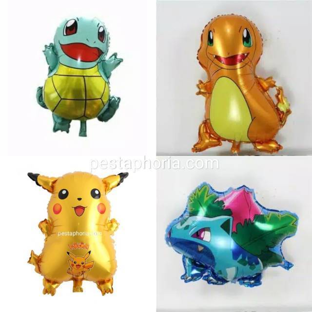 Balon Foil Pokemon Go New Pikachu Squirtle Charmander Bulbasaur Jumbo Lazada Indonesia