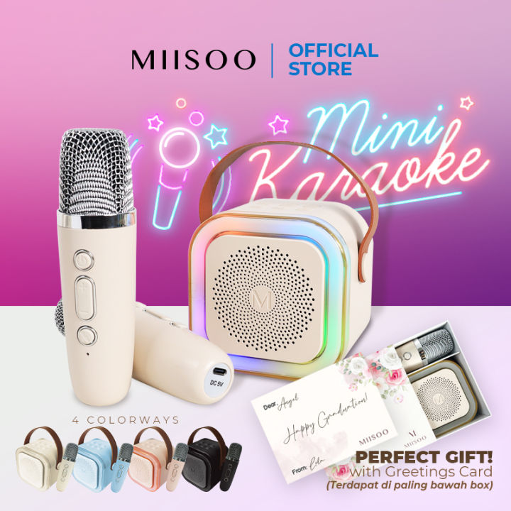MIISOO Mini Set Karauke Speaker Microphone Karaoke Mini Set Portable  Bluetooth Speaker Karauke MIC Lazada Indonesia