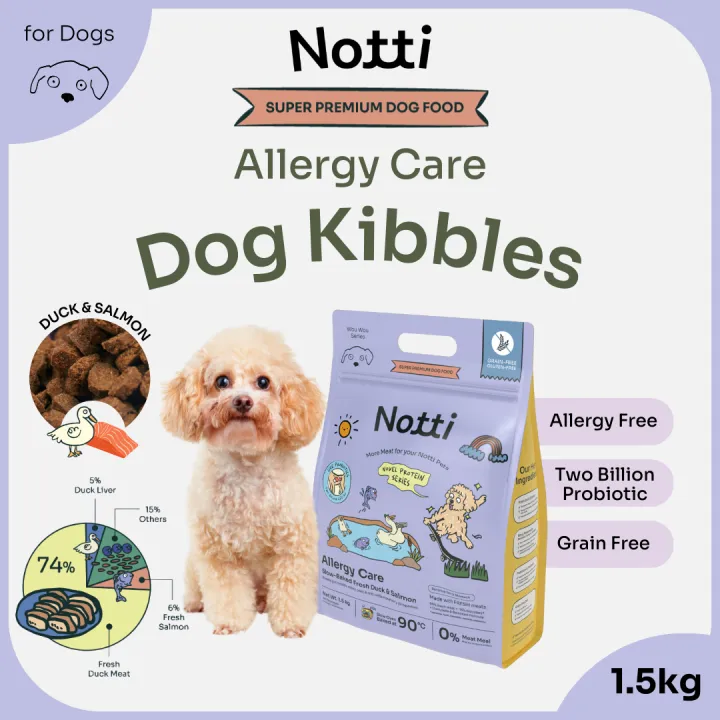 NOTTI Allergy Care Slow Baked Fresh Duck Salmon Dog Food Kibbles