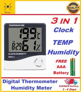 Indoor Room LCD Electronic Temperature Humidity Meter Digital Thermometer Hygrometer Weather Station Alarm Clock HTC-1
