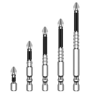 6Pieces Alloy Steel Antislip Crosses Head Screwdriver Bits Set for Efficient Work in Electronics and Furniture Assembly