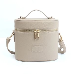 Customizable Name Leather Cosmetic Bag Portable with Large Capacity Waterproof Detachable Lipstick Brush Shoulder Strap Included2026