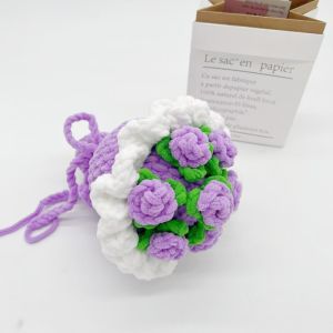 【จัดส่งจากกรุงเทพฯ】หลาบดอกทานตะวั rose bouquet ช่อดอกไม้ไหมพรมอุด้งเส้นใหญ่ ของชำร่วยของขวัญ ของขวัญโครเชต์กระเป๋าจี้ พวงกุญแจถักขนาดเล็ก