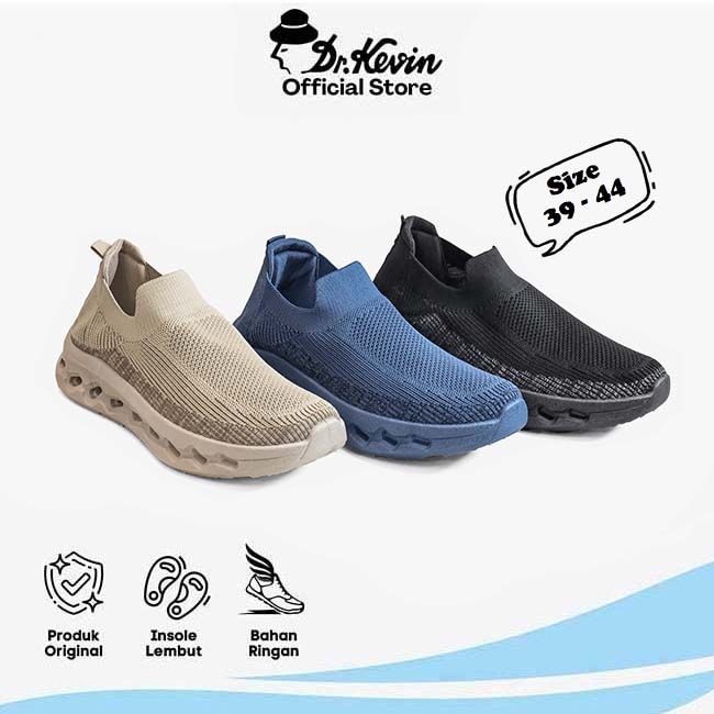 Kevin Sepatu Sport Pria Men Sneakers Flyknit Slip On 889-093