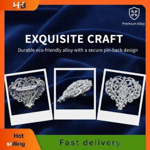 HB Rhinestones Heart Brooch Pin for Women Elegant Lapel Badge Wedding Dress Suit Decorative Gift Accessory