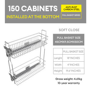 KEVE 304 Stainless Condiments Pull Out Basket for Cabinet Pullout Kitchen Racks Organizer Spice Rack
