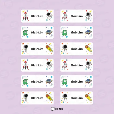 Custom Kids Name Labels Large – Personalized Waterproof Cartoon School Stickers