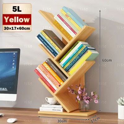 DIY Minimalist Wooden Display Bookshelf Mini Library Office Study Desktop Rack Storage Organizer