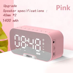 GOOJODOQ Wireless Bluetooth Speaker Jam Alarm With Smart Alarm Clock Portable Mini Salon Bluetooth Speaker Super Bass Stereo Music Box Speakers Hands-free Calling Mirror Screen Support FM TF