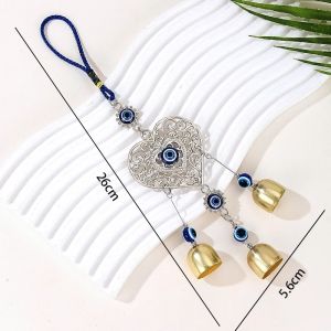 1PCBlue Butterfly Heart Wind Chime 3 Bells Metal Garden Decor Indoor Outdoor Hanging Gift Wind Chime