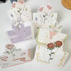 【Buy 1 get 1 Free】Flower Gilding Greeting Card Thank You Card Happy Birthday Valentines Day Wedding
