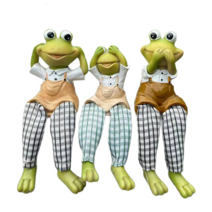 3lots Resins Frogs Ornaments With Long Legs Indoor Desktop Decoration Shelf Display