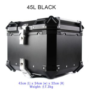 TRENY Aluminium Top Box Kotak 45Litre 55Litre BLACK / SILVER Complete Base Plate