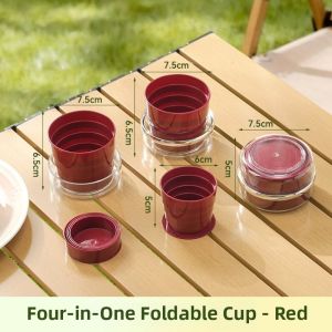 CNAIFE2 Leak-Proof Foldable Travel Cup 4 in 1 Creative Portable Drinking Mug Durable Reusable Collapsible Water Cup Outdoor Use