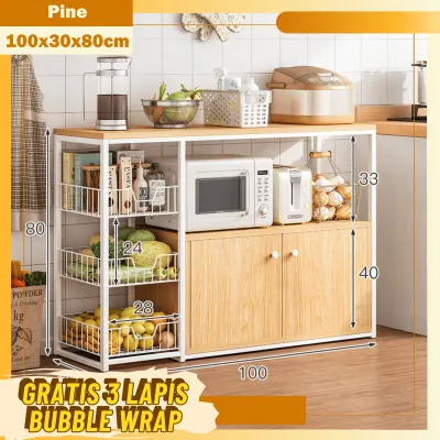 LLB Rak Dapur Set Rak Dapur Susun Serbaguna Minimalis Rak Oven Microwave Meja Lemari Dapur Kabinet Dapur