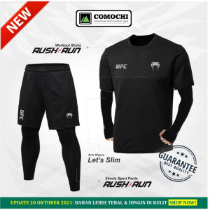 Baju Setelan Olahraga Running Pria 1 Set Kaos dan Celana Lari Runing Bahan Dryfit