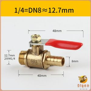 Digeo Brass Ball Valves 1/4" Male Female Thread Copper Fitting Water Oil Hair Gas Fuel Line Shutoff