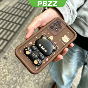 PBZZ Case for SAMSUNG a52 a52s 5g a72 5g phone casing Softcase Silicone shockproof Cover new design aesthetic with holder 360 ° rotate cute black Bear for boys JTXX2