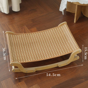 Rattan Woven Cat Bed Rocking Chair Hammock Pet Lounger Solid Wood Scratcher Board Sleeping Nest Tempat Tidur Kucing