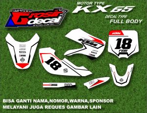 Stiker Decal Stiker KX 65 Putih Full Body Bebas Reques