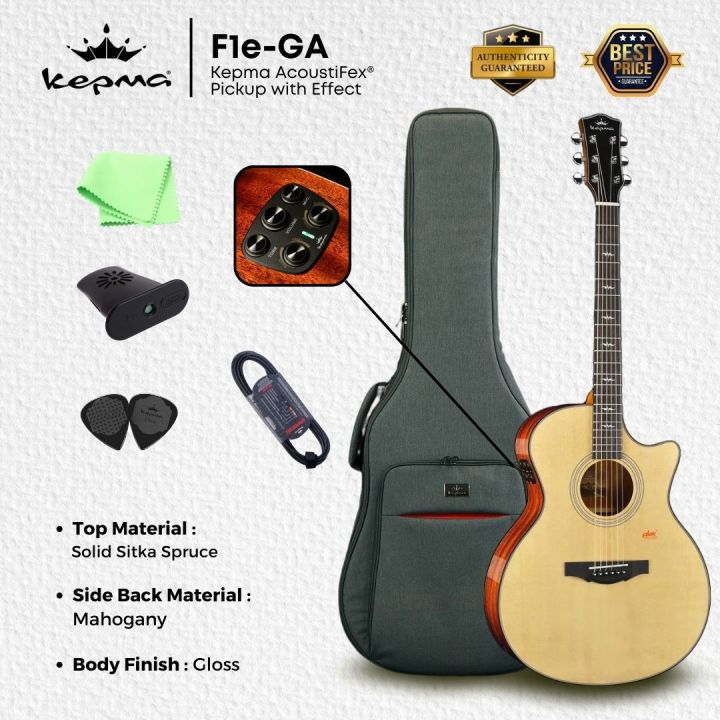 Kepma F1 Solid Sitka Spruce Top Grand Auditorium Acoustic Guitar, S1 ...