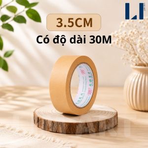 Băng Keo Giấy Kraft Tự Dính Băng Keo Màu Nâu Dán Đóng Gói Handmade DIY Trang Trí Và Văn Phòng LIM ART