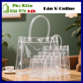 Combo 3 Túi PVC Trong Suốt Quai Xách Chống Nước Tiện Lợi - Túi Đựng Quà Trong Suốt, Túi Tote Nhựa Dẻo Đựng Mỹ Phẩm Phụ Kiện Đi Chơi Du Lịch - Túi Nhựa Đựng Ly Bình Giữ Nhiệt Có Quai Xách Và Khuy Bấm Tiện Dụng. 