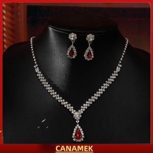 Miễn phí vận chuyển✨ 1 Bộ Vòng cổ cô dâu bông tai nước hình giọt nước Rhinestone đồ trang sức phong cách Đồ trang sức lấp lánh thiết lập cho đám cưới bên món quà