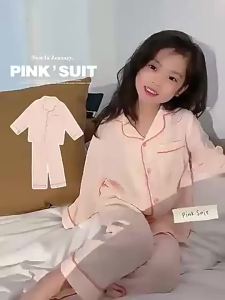 Kids Girls Lightweight Style Pajamas Solid Color Long Sleeve Pant Set Air Conditioning Wear Indoor Outdoor Toddler Sleepwear2026