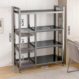 Kitchen Organizer Metal Heavy Duty Storage Shelving Unit with Wheels Large Capacity Mobile Utility Cart Easy to Move Organizer Shelves for Garage Kitchen