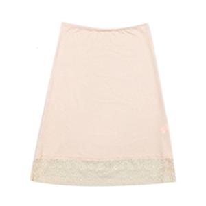 Elastic Waist Knee Length Half Slips for Women Under Dresses Invisible Underskirt Basic Solid Color Lace Trim Petticoat