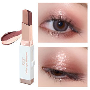 Velvet Gradient Two-Color Eye Shadow Stick Eye Retouching Lazy Two-Color Eyeshadow Waterproof Sweat-Proof Earth Color Beginner