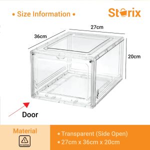 Storix PET Material Transparent Thickened Shoe Organizer Stackable Storage Box Door Magnetic Open for Sneaker and Toys