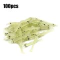 100Pcs Umpan Pancing Udang Tiruan Kecil Bercahaya Soft Lure Udang Palsu Mancing 4Cm. 