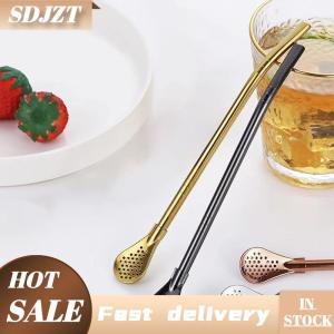 SDJZT Đầy Màu sắc 304 thép không gỉ trà uống ống hút muỗng Yerba Mate bộ lọc trà tái sử dụng Kim Loại Nhà Bếp Thanh Trà Sữa khuấy muỗng