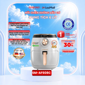Nồi Chiên Không Dầu SHIMONO SM-AF608C 6L 1800W Khay Chiên Chống Dính Chuẩn LFGB (Đức) và FDA (Mỹ)