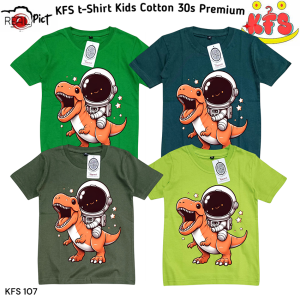 KFS 107 Atasan Baju Kaos Dino Astronout Anak Laki-laki Perempuan Bahan Katun