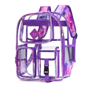COOLSOOL Mult-Pocket Clear PVC Backpack Transparent Waterproof School Backpack Practical Wear-Resistant See-Through Bookbag SchoolTravelGym
