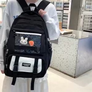 JNK #S060 Fashion Backpack Large Capacity School Bag Student Bag with Pin 17inches