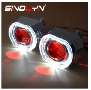 Sinolyn Car Lens Angel Devil Eyes Retrofit Projector For H4 H7 Headlight Lenses 2.5 H1 LED HID Lights Automobiles Kit Car Accessories Tuning