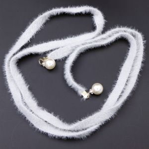 Đai váy len lông gắn ngọc đính đá dây thắt lưng vải gắn ngọc