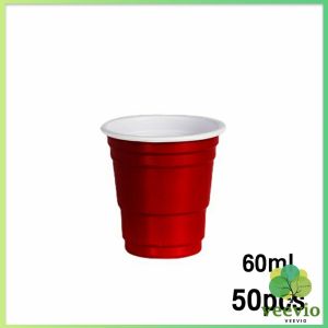 Veevio แก้วพลาสติกใช้แล้วทิ้ง แก้วเหล้า งานเลี้ยง สีแดง หลายสี สามารถเลือกตามจำนวนที่ต้องการใช้งาน  มีขนาด 16 oz/2 oz