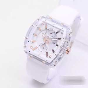 JAM TANGAN WANITA HUSH PUPPIES STRAP KARET TANGGAL AKTIF INCLUDE BOX FREE BATERAI CADANGAN TERLARIS