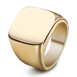 [A D]HNSP 316L Stainless Steel Square Signet Ring For Men 14MM Wide Male Finger Jewelry Accessories