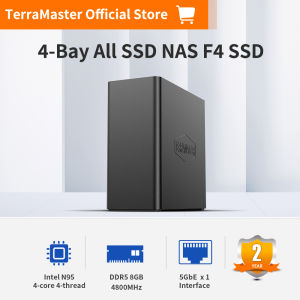 TERRAMASTER F4 SSD NAS Storage - 4Bay All SSD NAS Server N95 QuadCore CPU 8GB DDR5 RAM 5GbE Port Palm-Sized High-Performance Network Attached Storage US Plug(Diskless)