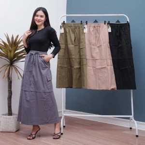 rok cargo panjang wanita termurah/rok span chinos cargo wanita dewsa