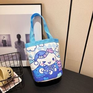 Kawaii Sanrio Cinnamoroll Canvas Bag Hello Kitty Cartoon Shoulder Bag Kuromi My Melody Pochacco Anime Series Student Handbag Girl Gift